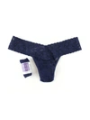 Hanky Panky Petite Size Signature Lace Low Rise Thong Navy Blue In Blue