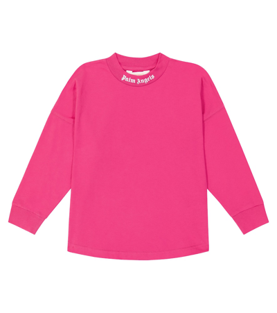 Palm Angels Kids' Logo Cotton Jersey Sweatshirt In Pink