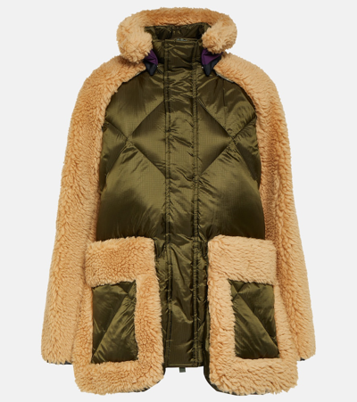 Sacai Shearling-trimmed Quilted Jacket In Green