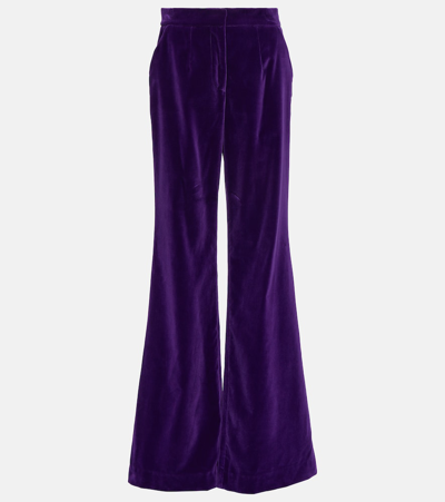 Costarellos Barine Cotton Velvet Straight Trousers In Purple