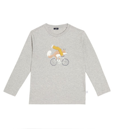 Il Gufo Babies' Printed Cotton Jersey T-shirt In Grey