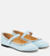 Mach&mach Audrey Embellished Satin Ballet Flats In Sky Blue