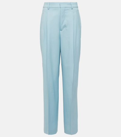 Ami Alexandre Mattiussi High-rise Wide-leg Wool Pants In Blue