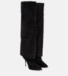 Balmain Suede Ariel Boots With Rhinestoned Detail In Black