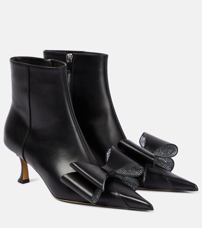 Mach&mach Le Cadeau Leather Ankle Boots In Black