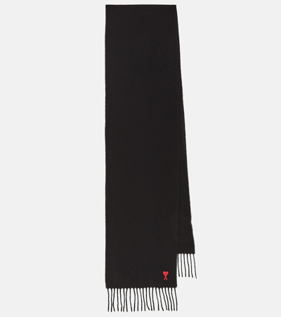 Ami Alexandre Mattiussi Ami De Caur Wool-blend Scarf In Black