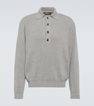 Loro Piana Leth Cashmere Polo Sweater In Grey
