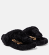Loewe Ease Toe Post Sandal In Shearling In Black