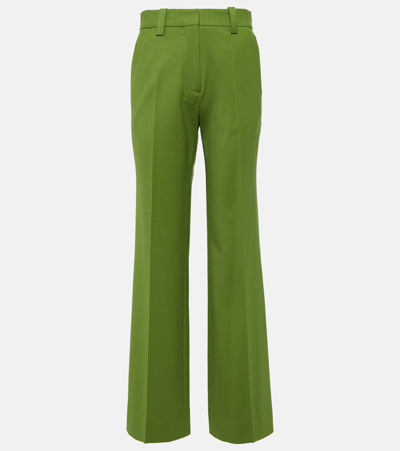 Victoria Beckham Wool-blend Straight Pants In Green