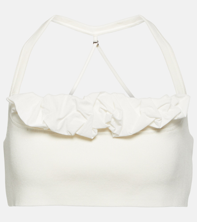 Jacquemus Le Bandeau Frivolli Ruffled Bra Top In White