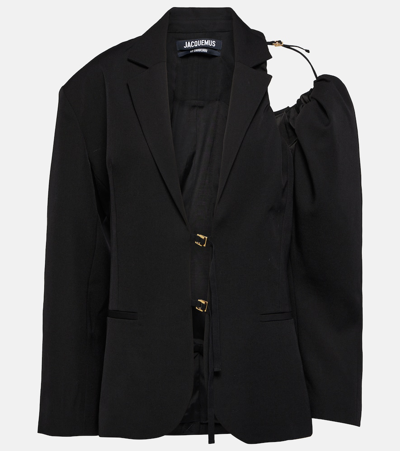 Jacquemus La Veste Galliga Wool Cutout Jacket In Black