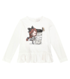 Monnalisa Printed Cotton Jersey Shirt In White