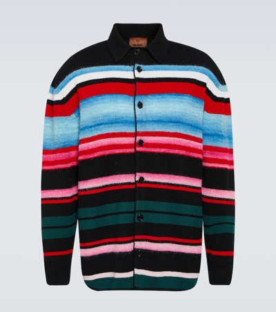 Missoni Striped Wool-blend Cardigan In Black