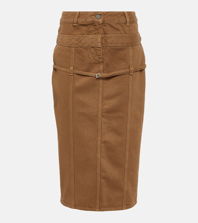 Jacquemus Tan Le Chouchou 'la Jupe De Nîmes Criollo' Denim Midi Skirt In Camel Beige