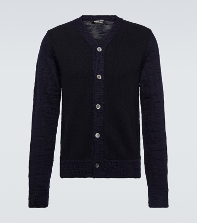 Comme Des Garçons Homme Deux Wool Cardigan In Blue