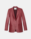 Lafayette 148 Lyndon Leather Blazer In Classic Claret