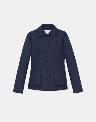 Lafayette 148 Petite Recycled Poly Quilted Chore Jacket In Blue
