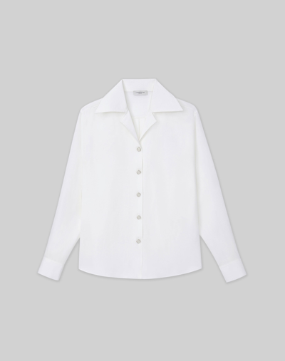Lafayette 148 Plus-size Organic Silk Georgette Blouse In White