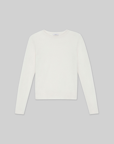 Lafayette 148 Fine Gauge Cashmere Sweater In White