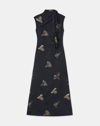 LAFAYETTE 148 METALLIC LEAFED PAGES JACQUARD SCARF DRESS