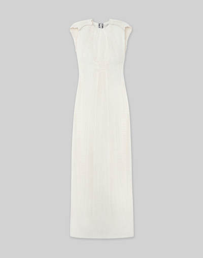 Lafayette 148 Finespun Voile Pleated Gown In White