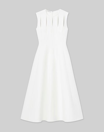 Lafayette 148 Wool-silk Crepe Cutout Dress In White