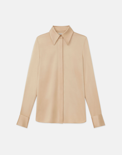 Lafayette 148 Silk Charmeuse Blouse In Beige