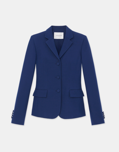 Lafayette 148 Plus-size Woolsilk Crepe Threebutton Academy Blazer In Midnight Blue