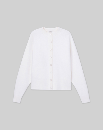 Lafayette 148 Snap-front Wool Cardigan In White