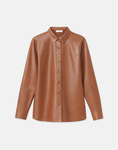 Lafayette 148 Nappa Lambskin Leather Shirt Jacket In Copper