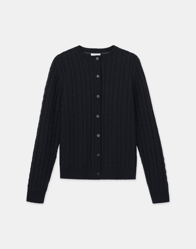 Lafayette 148 Cashmere Cable Cardigan In Black