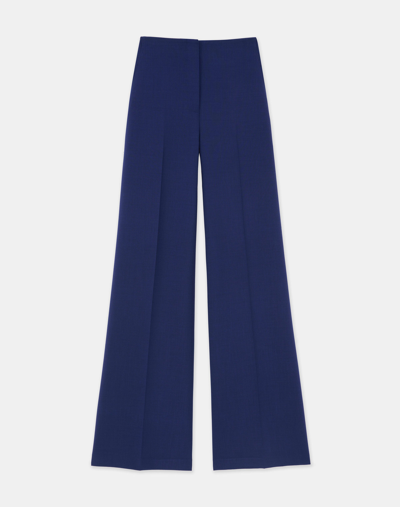 Lafayette 148 Responsible Wool Double Face Thames Pant In Midnight Blue