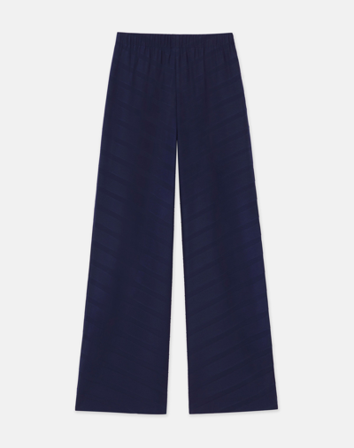 Lafayette 148 Sateen Diagonal Pleat Riverside Pant In Midnight Blue