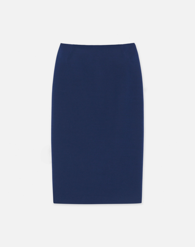 Lafayette 148 Plus-size Woolsilk Crepe Pencil Skirt In Midnight Blue