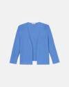 Lafayette 148 Petite Finespun Voile Open-front Cropped Cardigan In Blue Iris