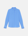 Lafayette 148 Silk Georgette Button Blouse In Blue Iris