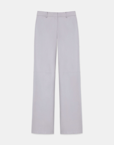 Lafayette 148 Nappa Leather Sullivan Pant In Grey