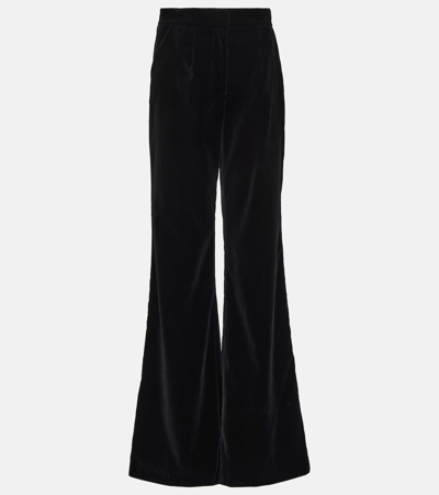 Costarellos Cotton Velvet Mid Rise Straight Trousers In Black