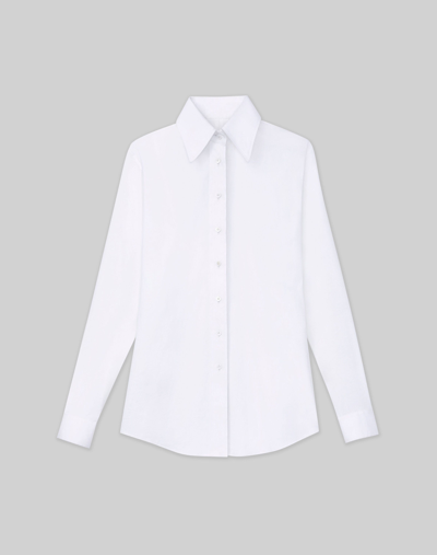 Lafayette 148 Petite Stretch Cotton Shirt In White