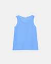 Lafayette 148 Silk Double Georgette Sleeveless Blouse In Blue Iris