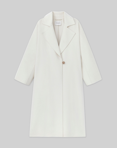 Lafayette 148 Brushed Cashmere Double Face Oversized Coat In White