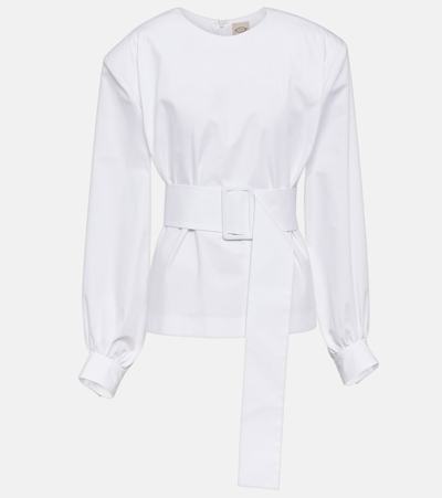 Tod's Belted Cotton Poplin Shirt In White