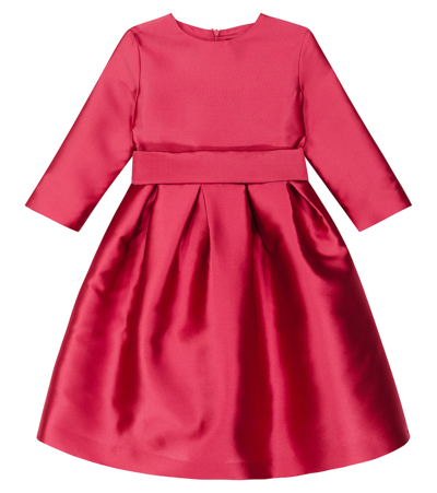 Il Gufo Kids' Pleated Taffeta Dress In Red
