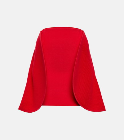 Victoria Beckham Paneled Jersey Miniskirt In Red