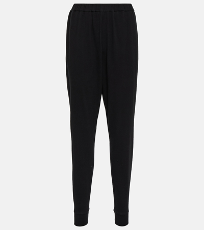 The Row Terea Cotton Jersey Tapered Pants In Black