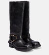 Acne Studios Embellished Crinkled-leather Knee Boots In Grey