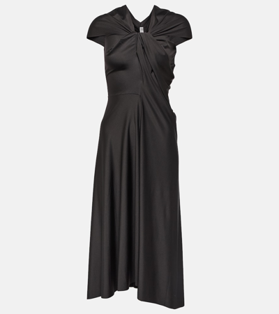 Victoria Beckham Draped Cap-sleeve Asymmetric Dress In Black