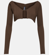 Jacquemus Logo-lettering Cropped Cardigan In Brown