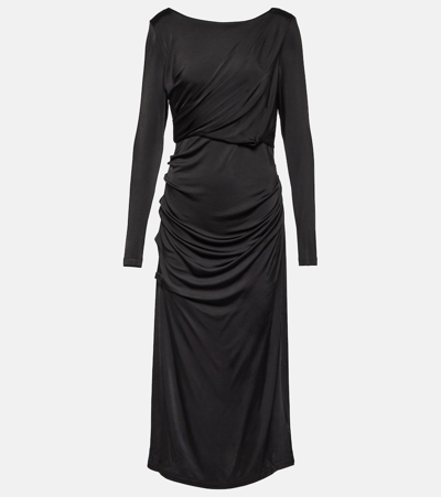 Dries Van Noten Jersey Midi Dress In Black
