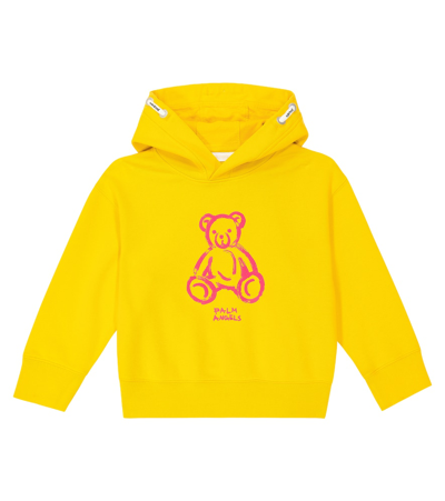 Palm Angels Kids' Printed Cotton Jersey Hoodie In Yellow